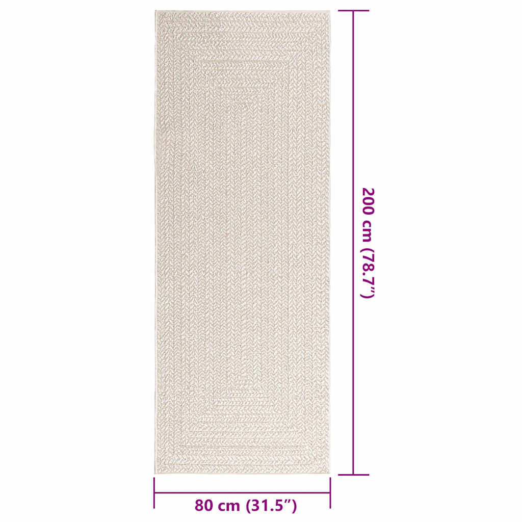 vidaXL Χαλί ZIZUR Κρεμ Όψη Γιούτας Εσωτ. & Εξωτ. Χώρου 80x200 εκ.