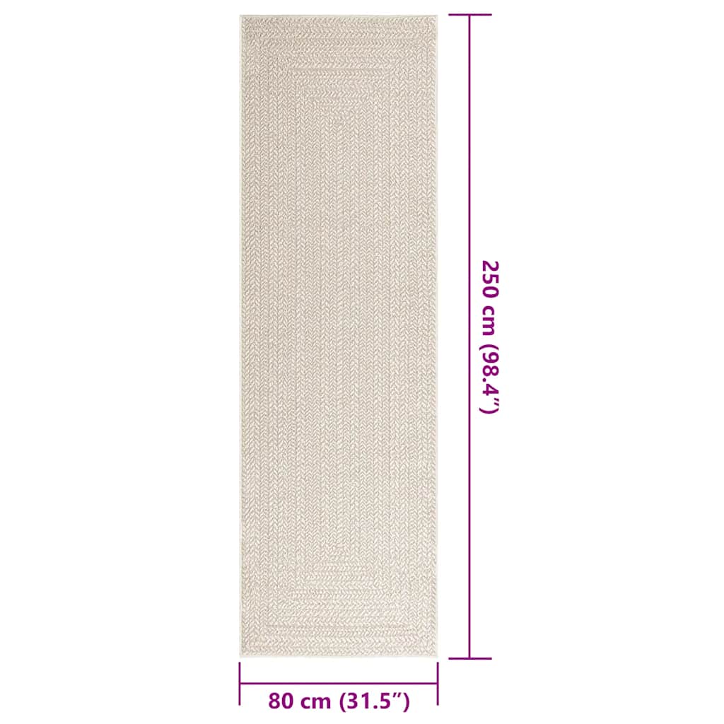 vidaXL Χαλί ZIZUR Κρεμ Όψη Γιούτας Εσωτ. & Εξωτ. Χώρου 80x250 εκ.