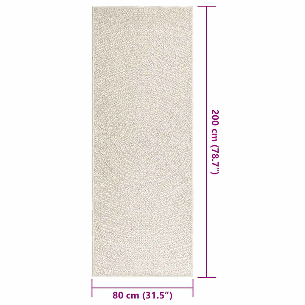 vidaXL Χαλί ZIZUR Κρεμ Όψη Γιούτας Εσωτ. & Εξωτ. Χώρου 80x200 εκ.