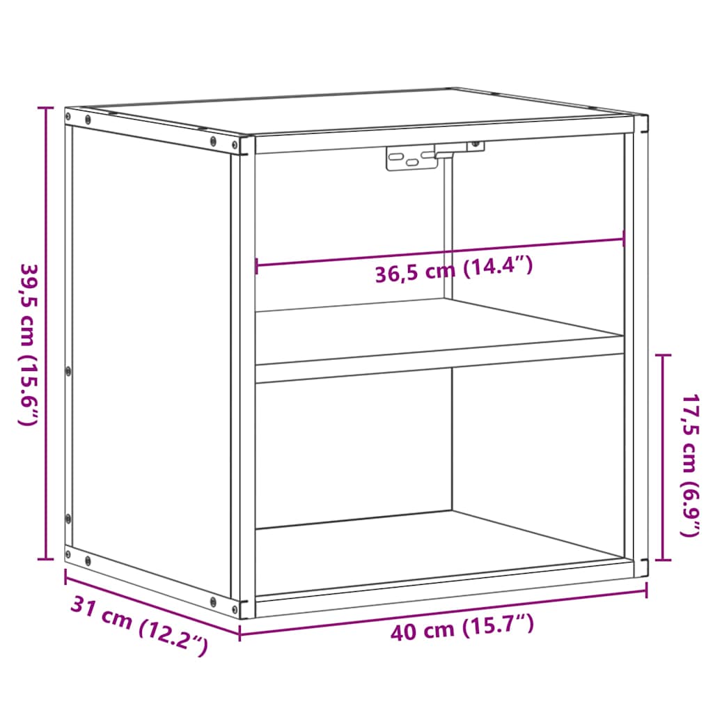 vidaXL Επίτοιχο κομοδίνο Grey Sonoma 40x31x39,5 cm