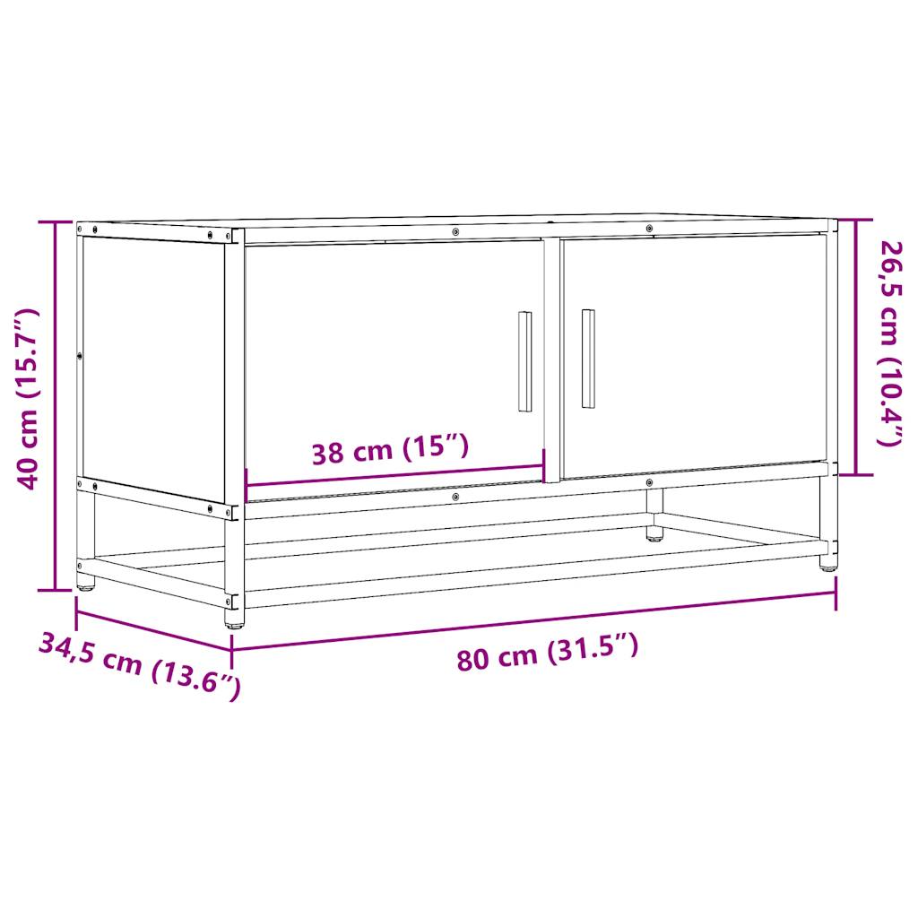 vidaXL Έπιπλο Τηλεόρασης Sonoma Δρυς 80x34,5x40εκ Επεξ. Ξύλο/Μέταλλο