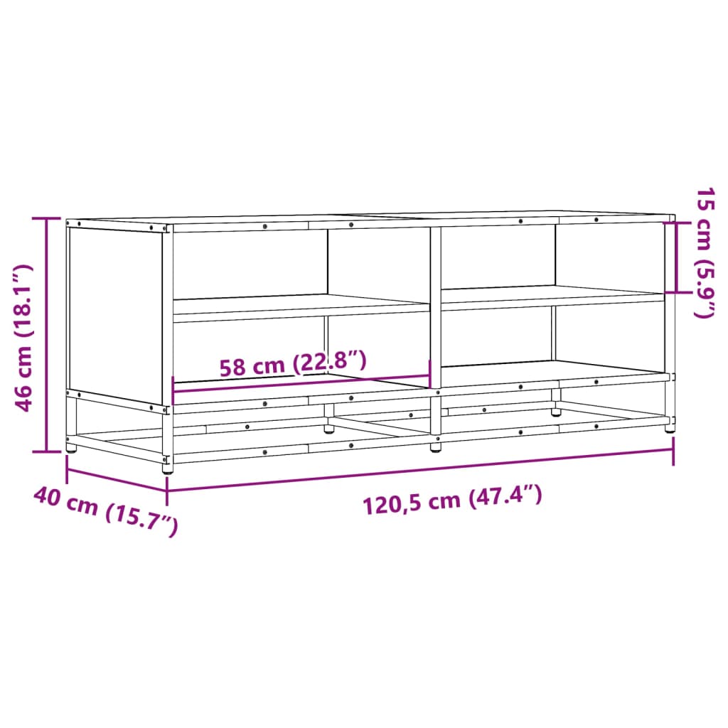 vidaXL Έπιπλο Τηλεόρασης Sonoma Δρυς 120,5x40x46 εκ. Επεξ. Ξύλο