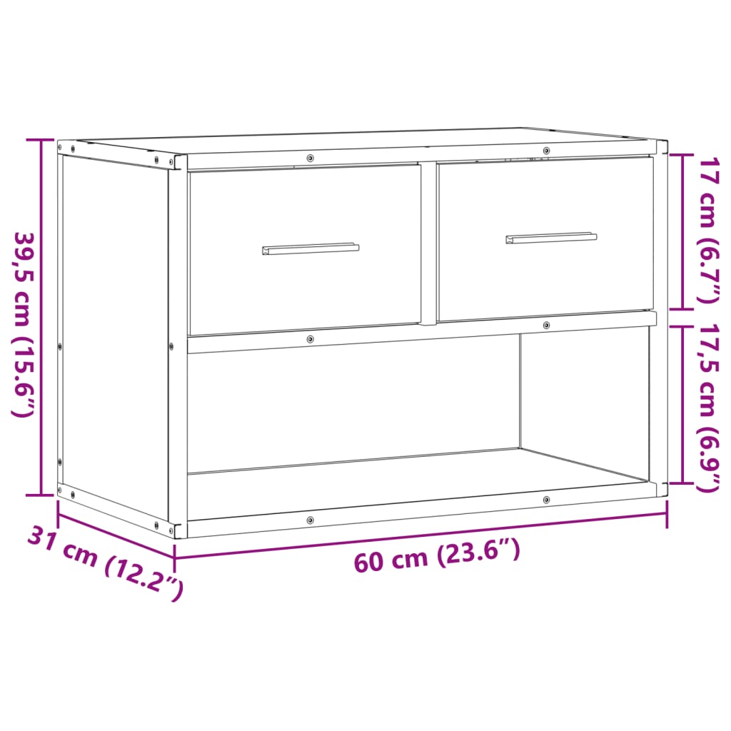 vidaXL Έπιπλο Τηλεόρασης Μαύρο 60x31x39,5 εκ. Επεξεργ. Ξύλο / Μέταλλο