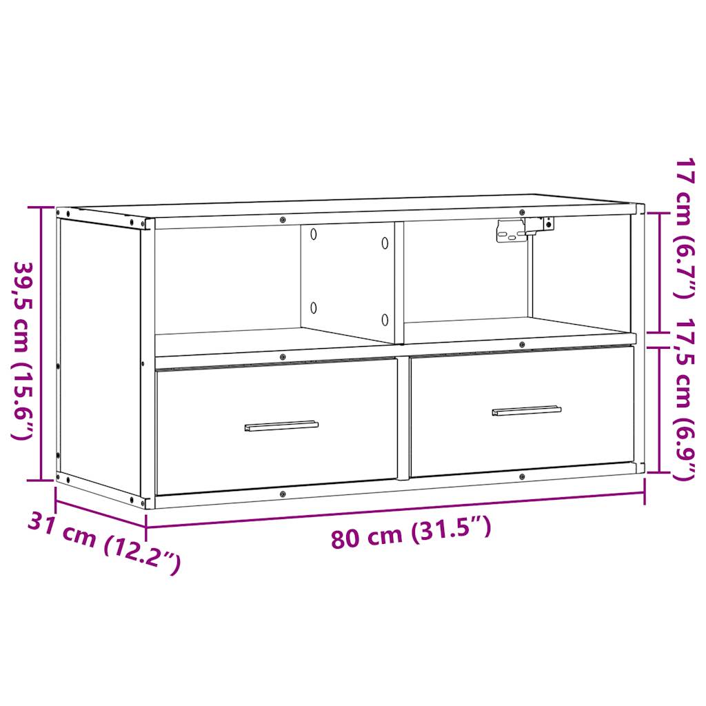vidaXL Έπιπλο Τηλεόρασης Μαύρο 80x31x39,5 εκ. Επεξεργ. Ξύλο / Μέταλλο