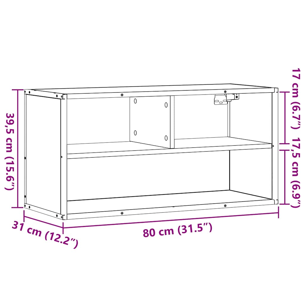 vidaXL Έπιπλο Τηλεόρασης Καφέ Δρυς 80x31x39,5 εκ Επεξ.Ξύλο/Μέταλλο