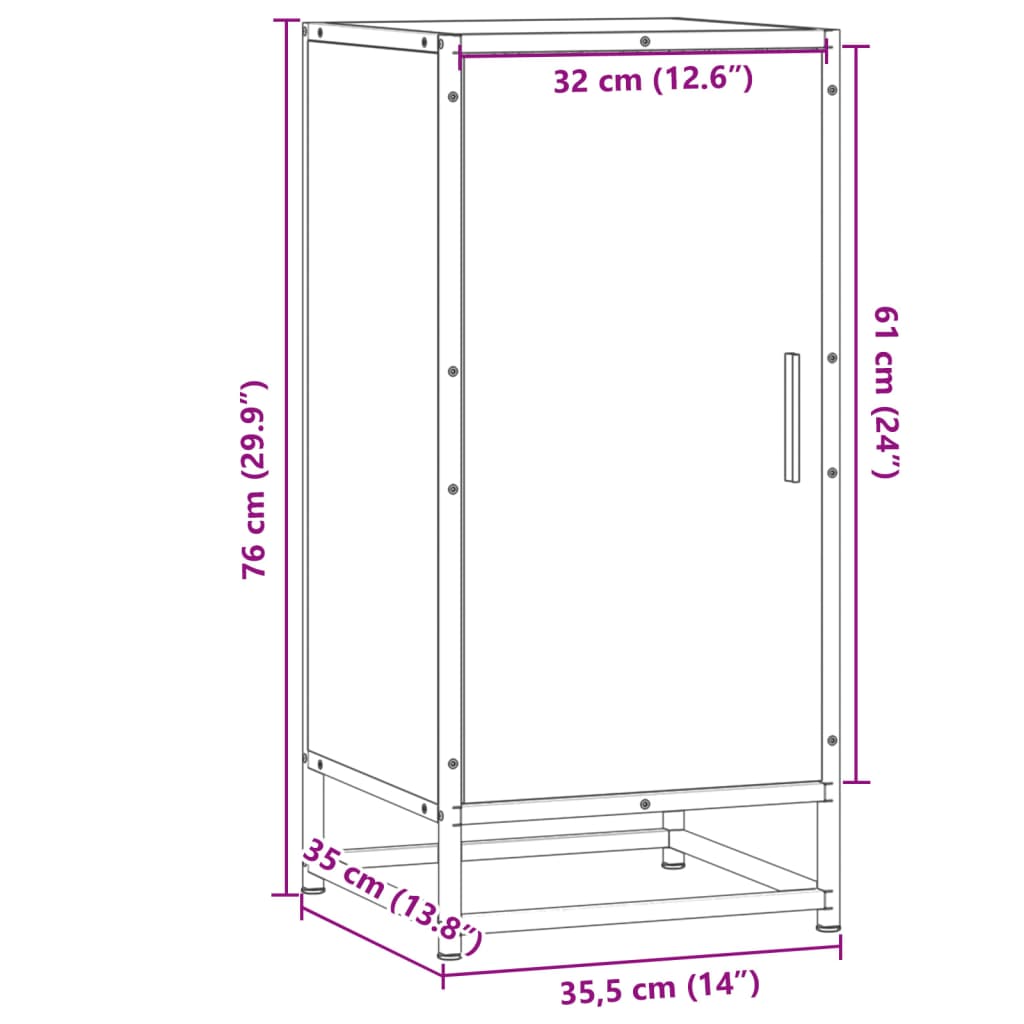 vidaXL Ραφιέρα Καπνιστή Δρυς 35,5x35x76 εκ. Επεξ. Ξύλο + Μέταλλο