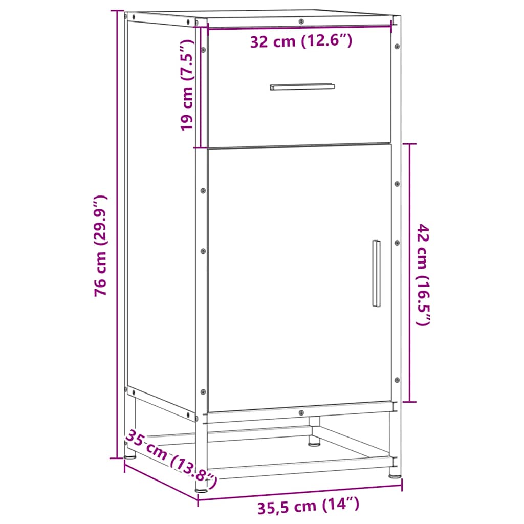 vidaXL Ραφιέρα Καφέ Δρυς 35,5x35x76 εκ. Επεξ. Ξύλο + Μέταλλο
