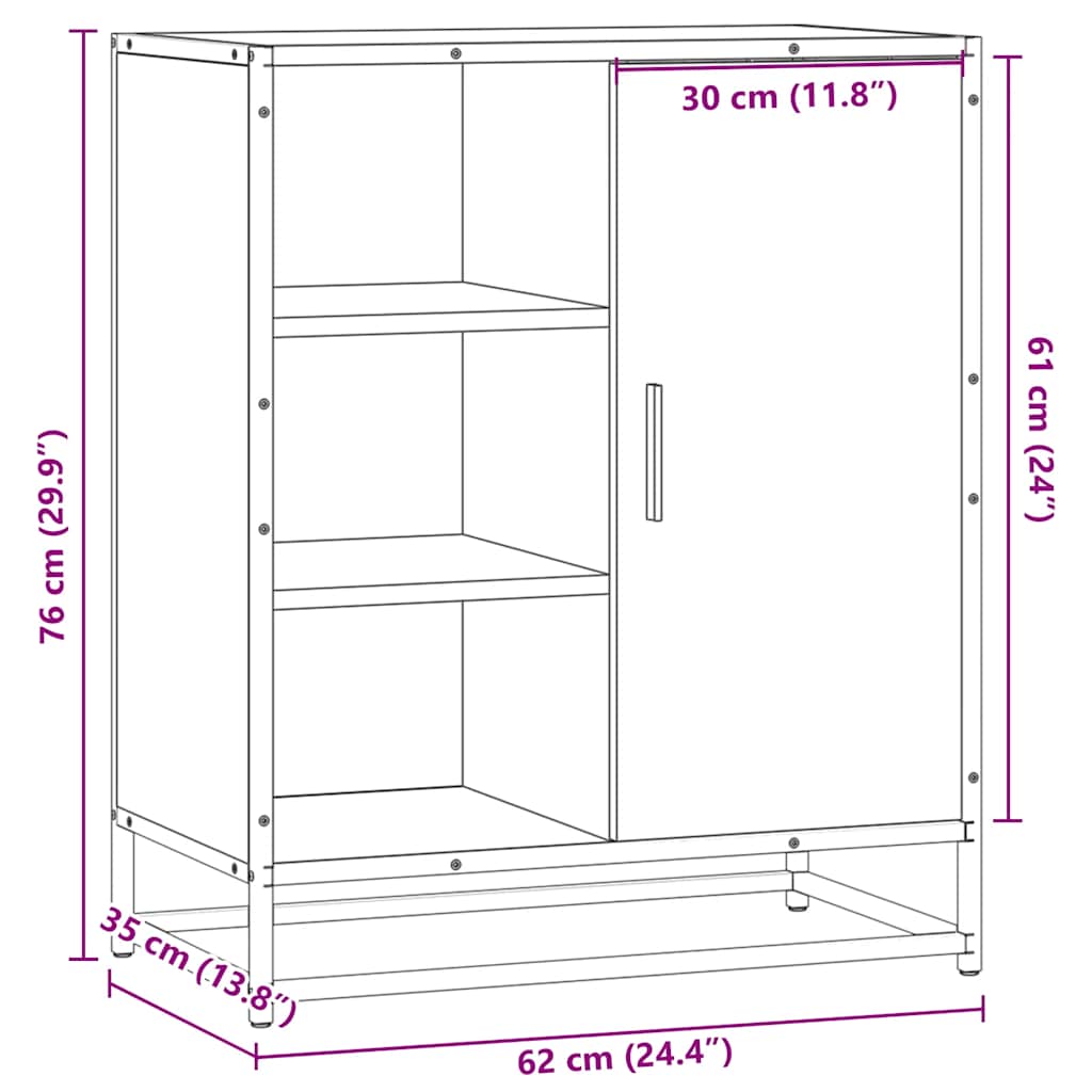 vidaXL Sideboard Καπνιστή δρυς 62x35x76 cm Κατασκευασμένο ξύλο