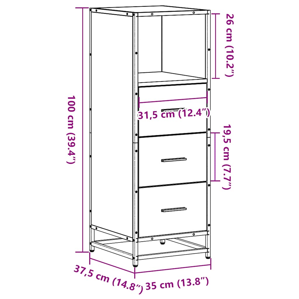 vidaXL Ντουλάπι μπάνιου Sonoma Oak 35x37,5x100 cm Κατασκευασμένο ξύλο