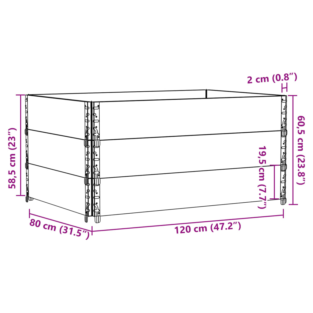 vidaXL Κολάρα Παλέτας 3 τεμ. Μαύρο 120x80 εκ. από Μασίφ Ξύλο Πεύκου