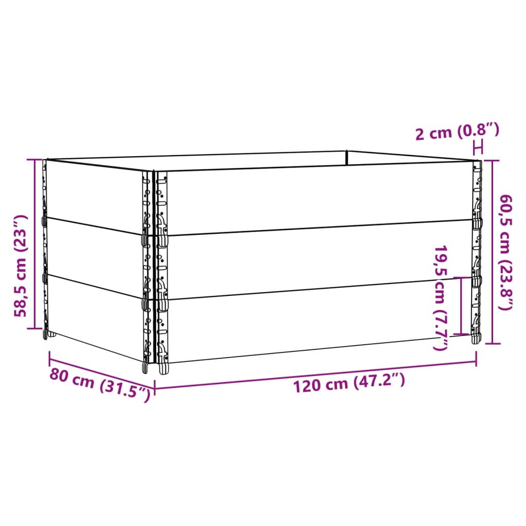 vidaXL Κολάρα Παλέτας 3 τεμ. Καφέ 120x80 εκ. από Μασίφ Ξύλο Πεύκου