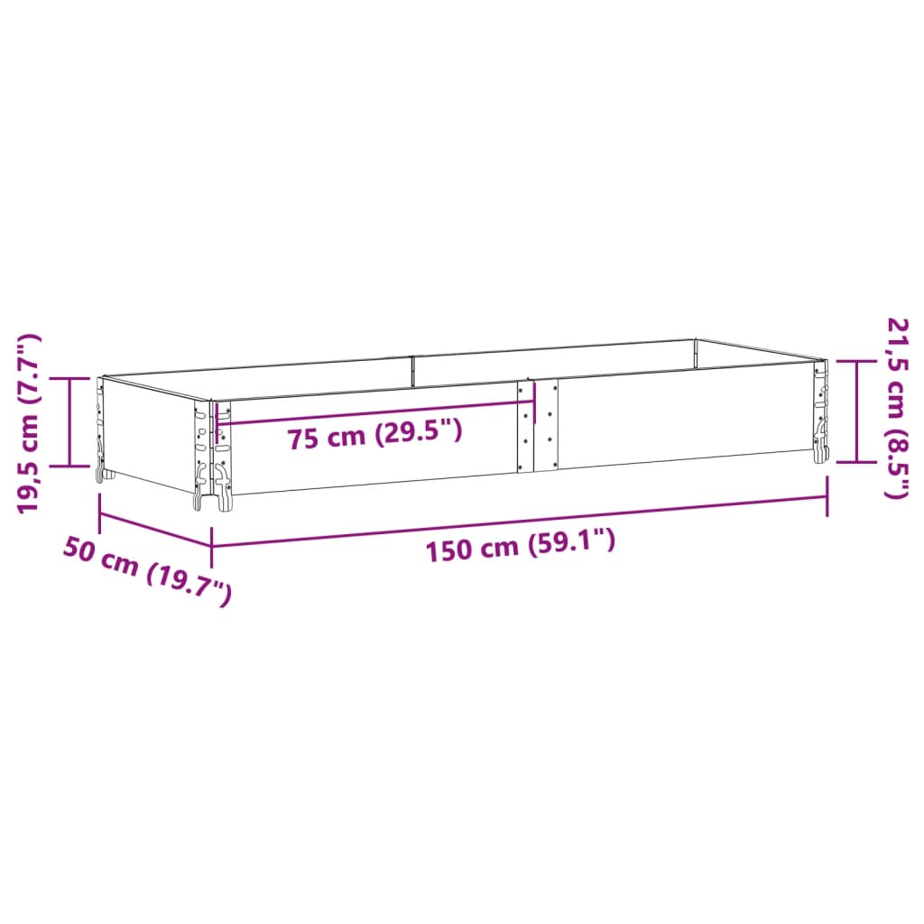 vidaXL Ζαρντινιέρα Κήπου Γκρι 150x50 εκ. από Μασίφ Ξύλο Πεύκου
