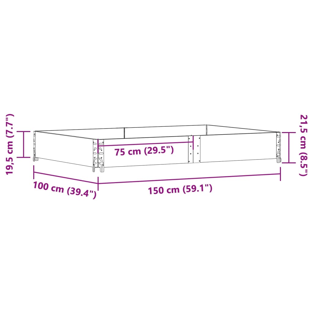 vidaXL Ζαρντινιέρα Κήπου Μαύρη 150x100 εκ. από Μασίφ Ξύλο Πεύκου