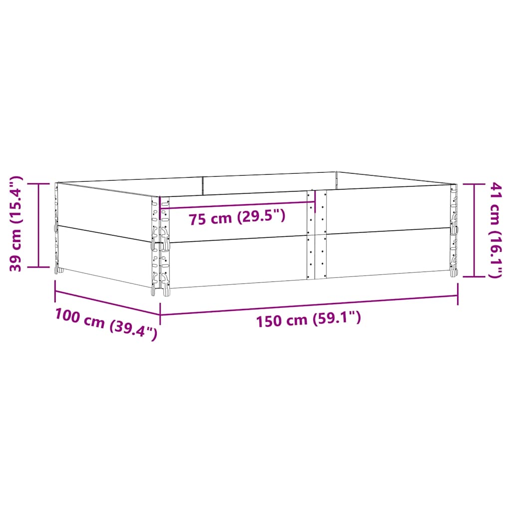 vidaXL Ζαρντινιέρα Κήπου Μαύρη 150x100 εκ. από Μασίφ Ξύλο Πεύκου