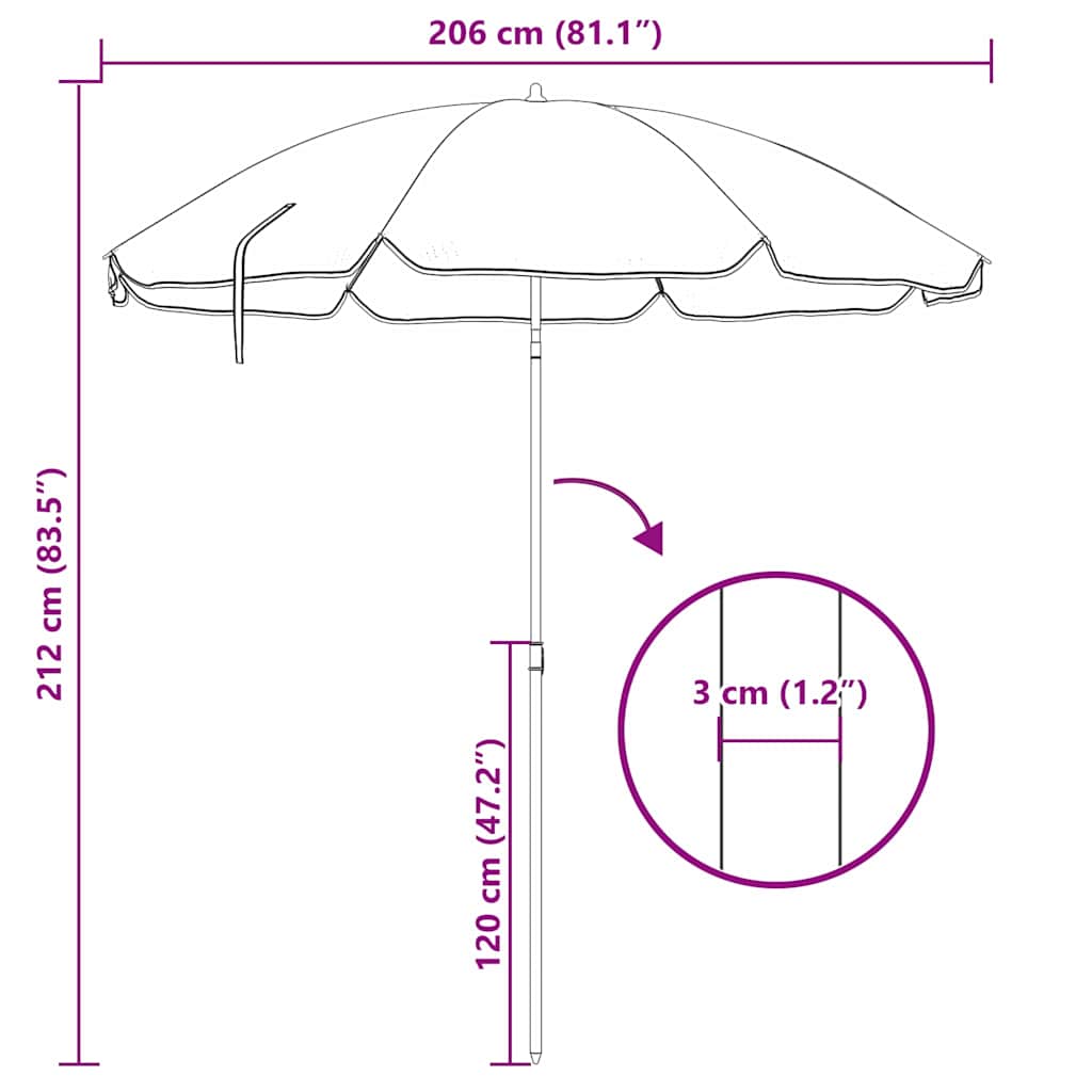 vidaXL Ομπρέλα Κήπου 206 x 206 x 212 εκ. 170T πολυεστέρας