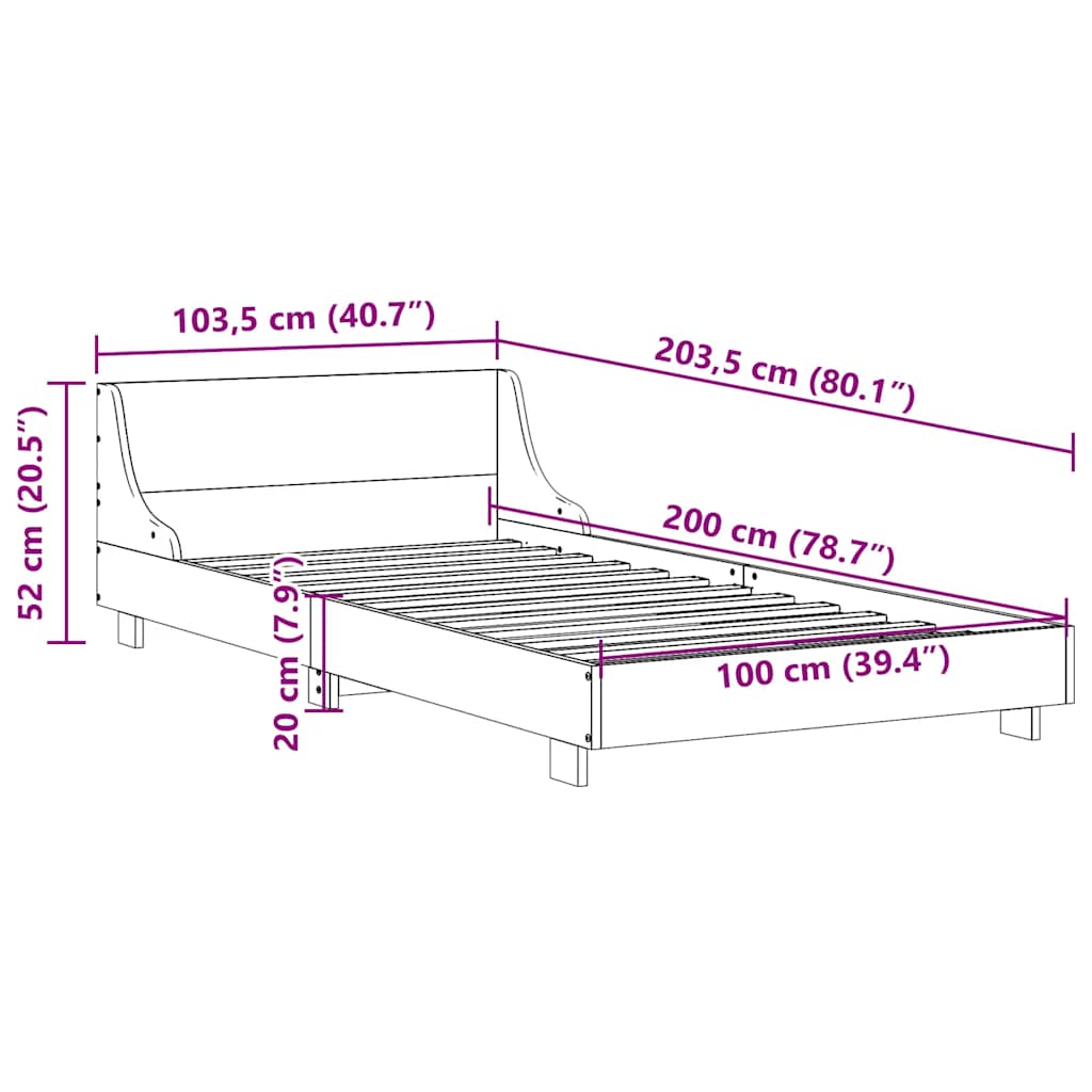 vidaXL Σκελετός Κρεβ. Χωρίς Στρώμα Καφέ Κεριού 100x200 εκ Μασίφ Πεύκο