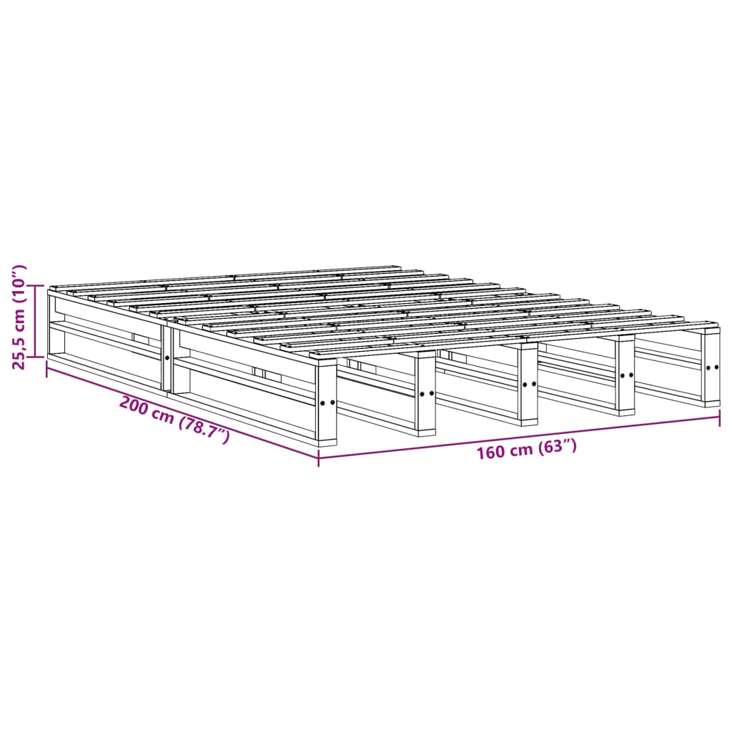 vidaXL Σκελετός Κρεβ. Χωρίς Στρώμα Λευκό 160x200 εκ Μασίφ Πεύκο