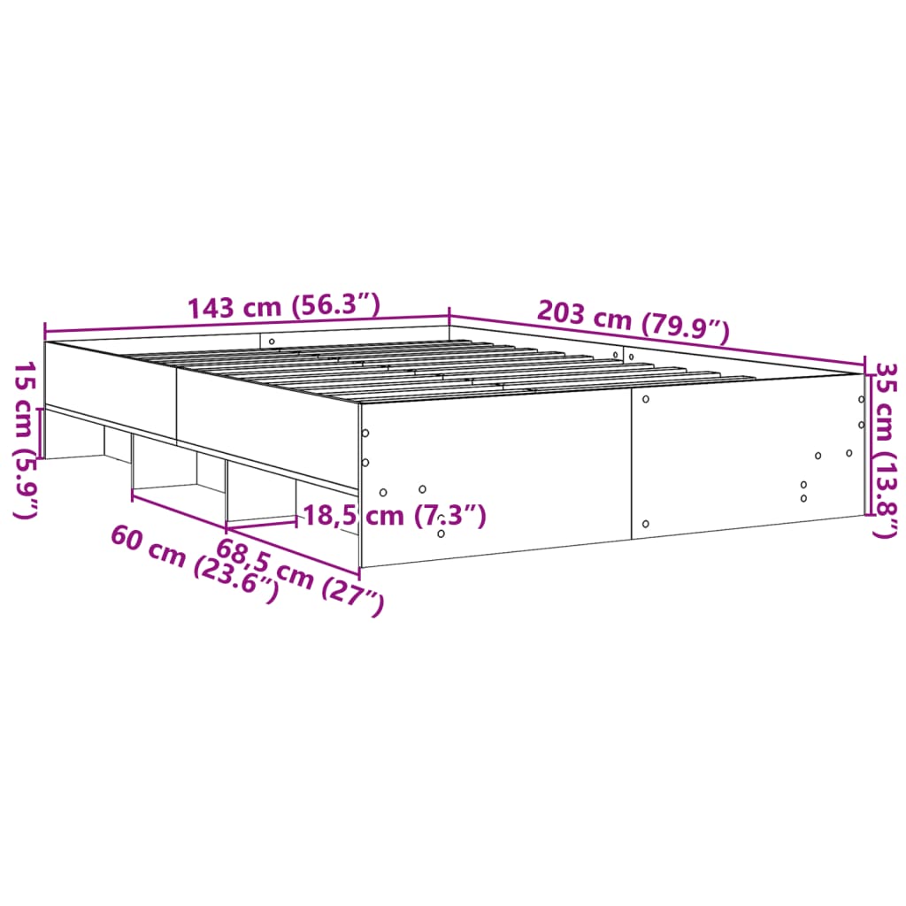 vidaXL Πλαίσιο Κρεβατιού Χωρ. Στρώμα Sonoma Δρυς 140x200εκ. Επ. Ξύλο