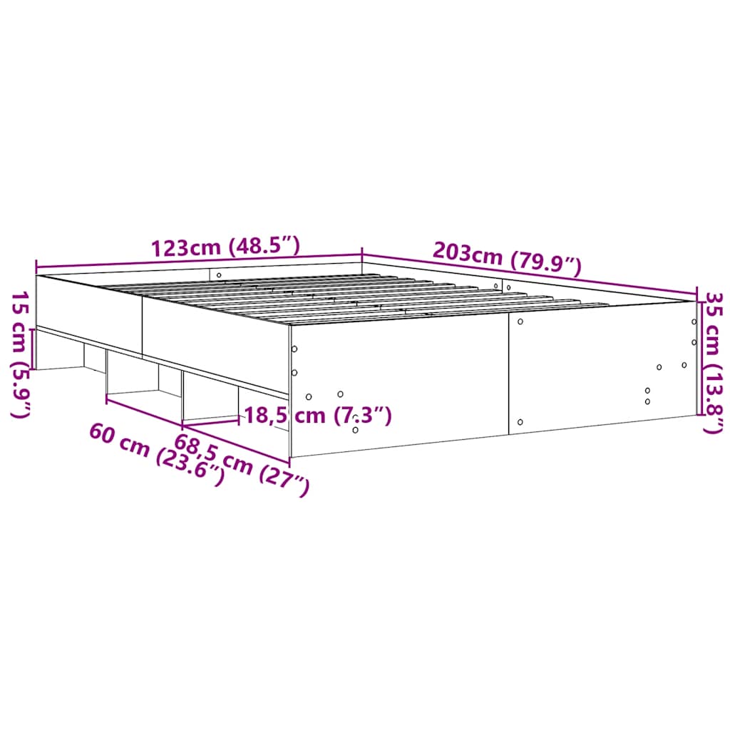 vidaXL Πλαίσιο Κρεβατιού Μαύρο 120x200 εκ. από Επεξεργασμένο Ξύλο