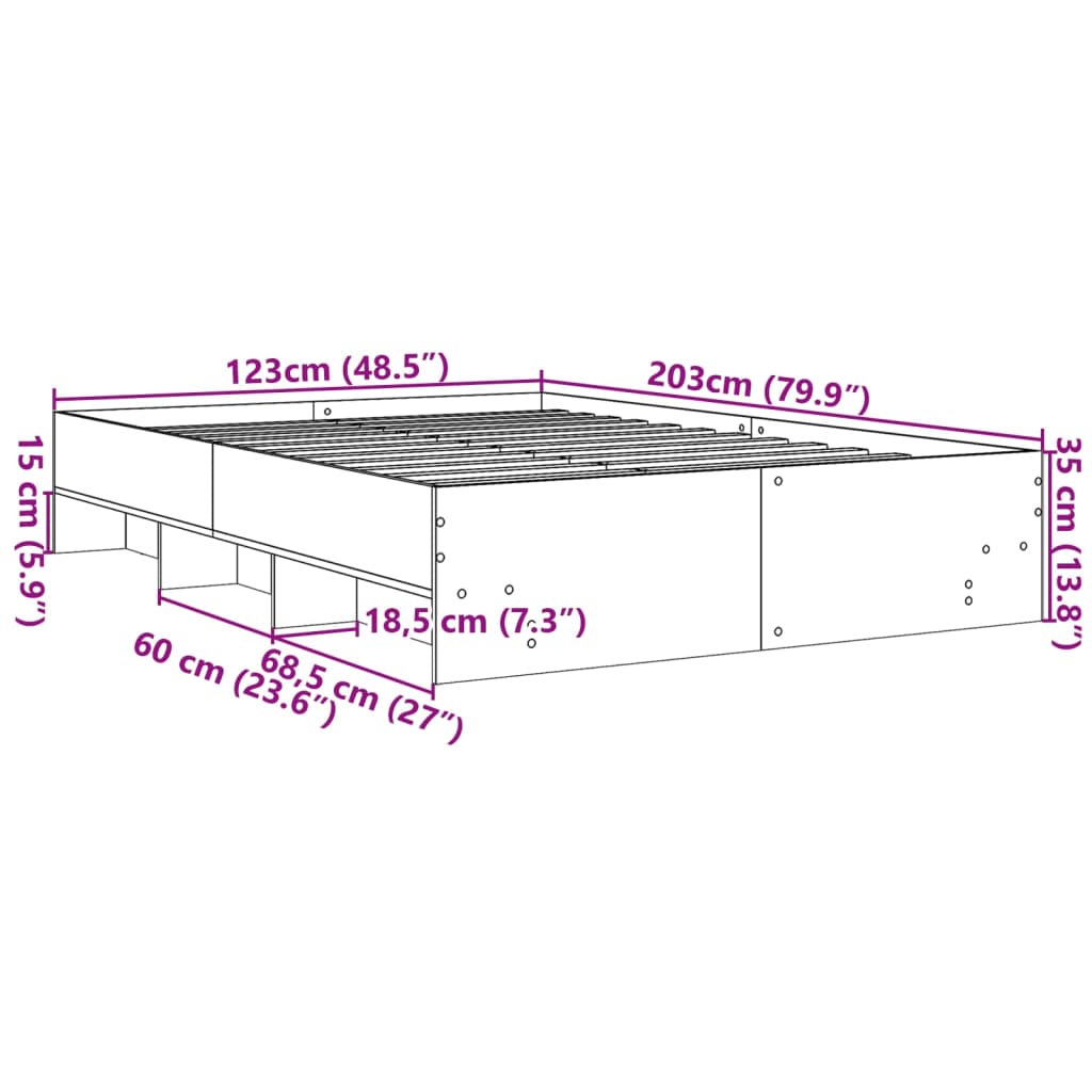vidaXL Πλαίσιο Κρεβατιού Χωρ. Στρώμα Sonoma Δρυς 120x200εκ. Επ. Ξύλο