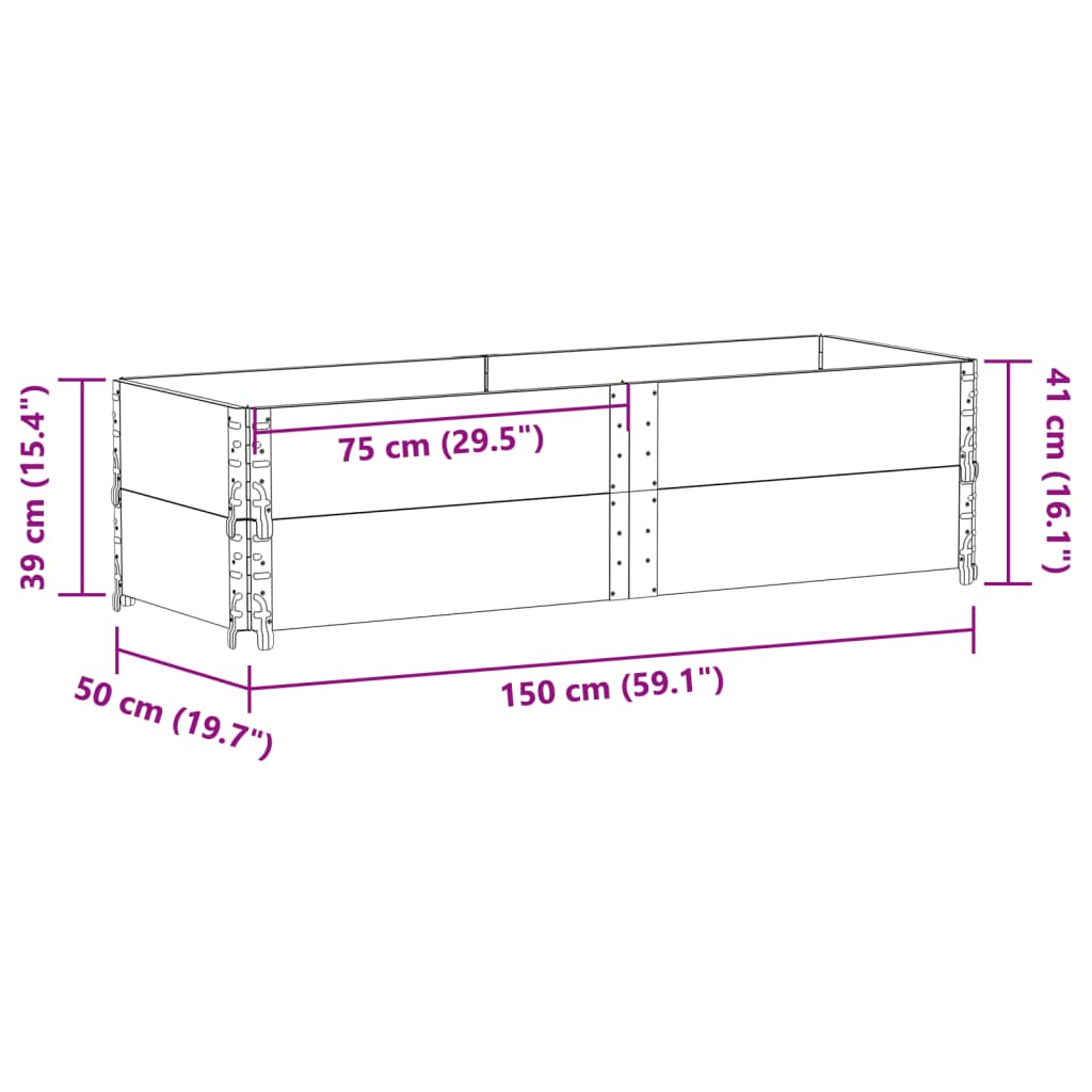 vidaXL Κολάρα Παλέτας 2 τεμ. 150x50 εκ. από Μασίφ Ξύλο Πεύκου