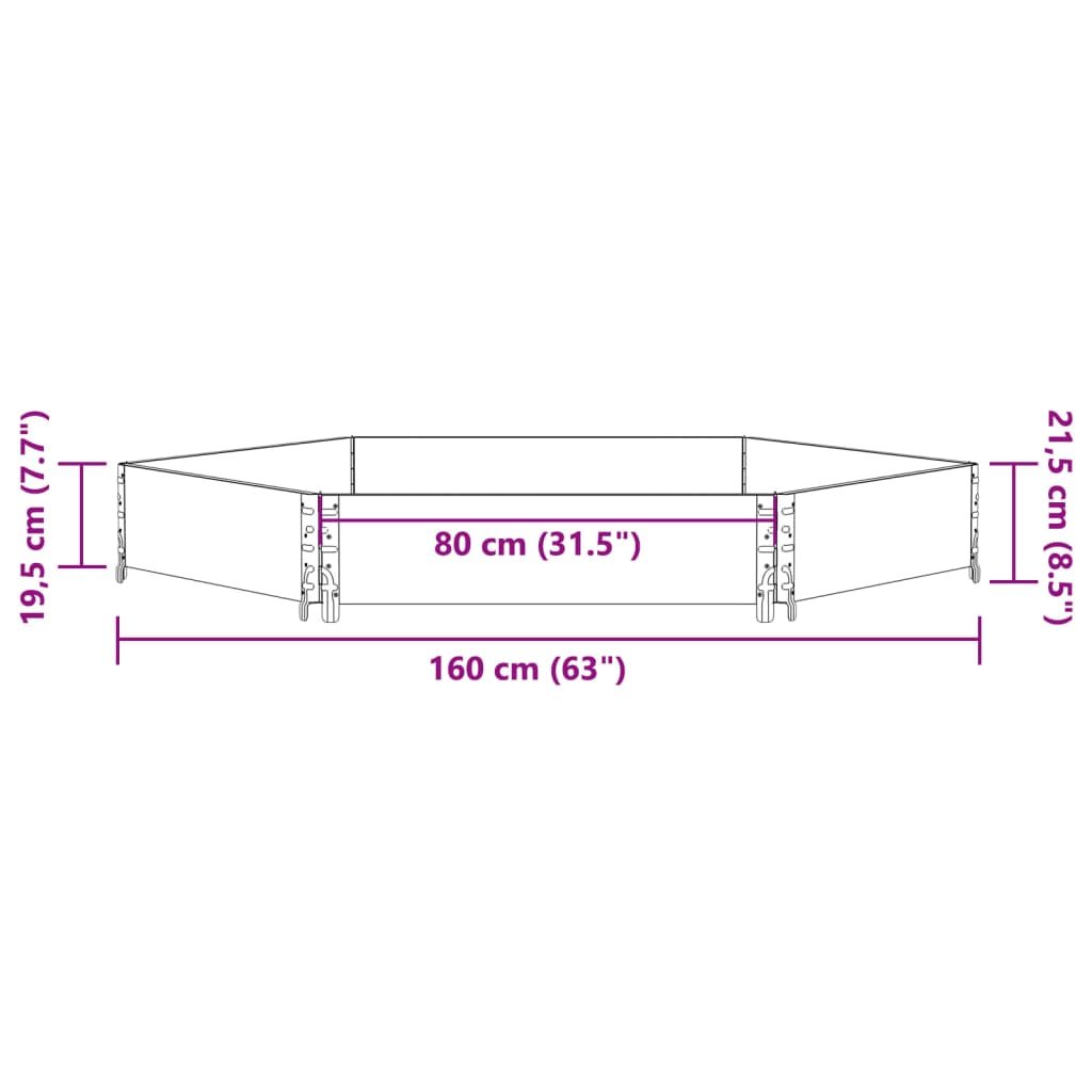 vidaXL Ζαρντινιέρα Εξάγωνη Μαύρη 160x160 εκ. από Μασίφ Ξύλο Πεύκου