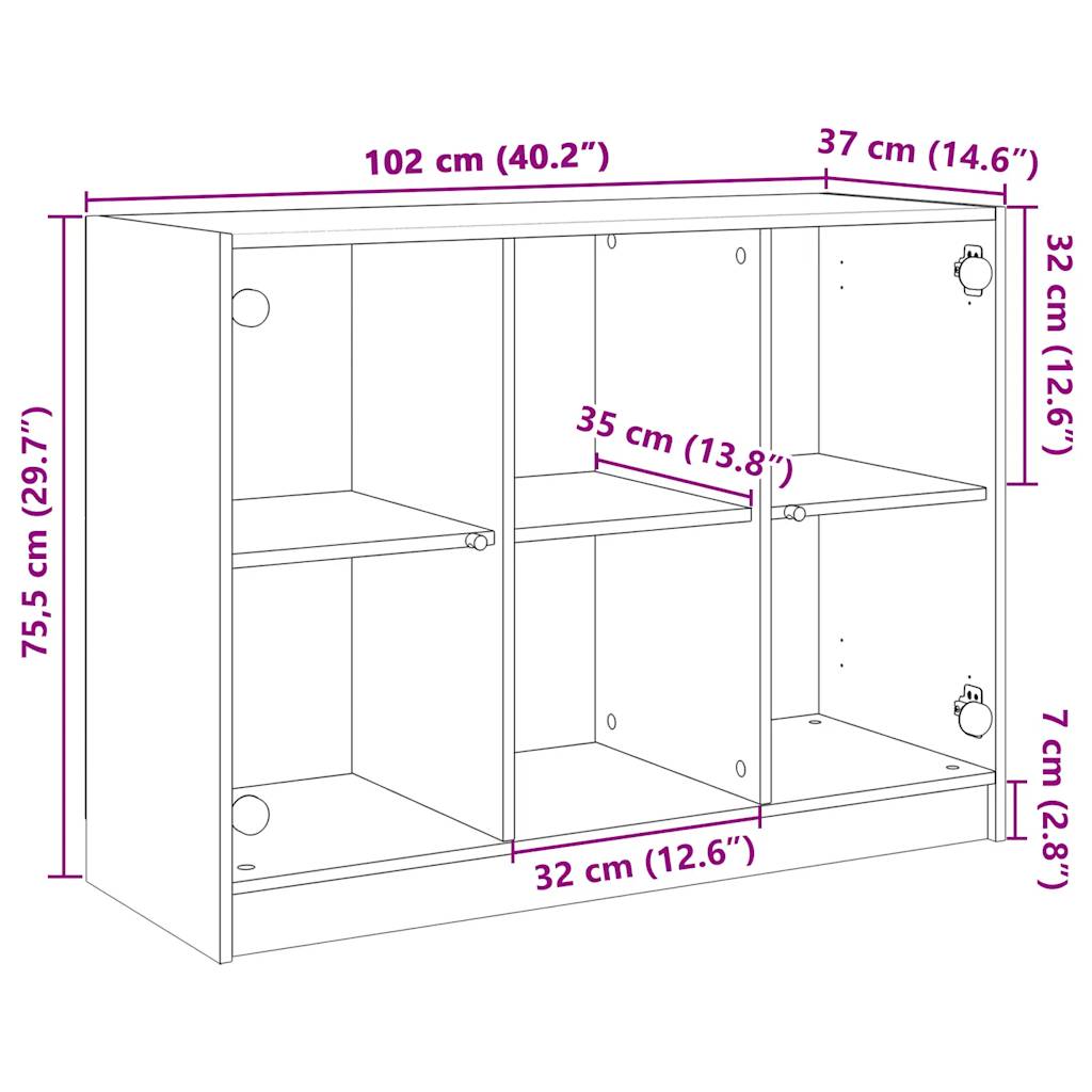 vidaXL Μπουφές Καπνιστή Δρυς 102x37x75,5 εκ. Επεξεργασμένο Ξύλο