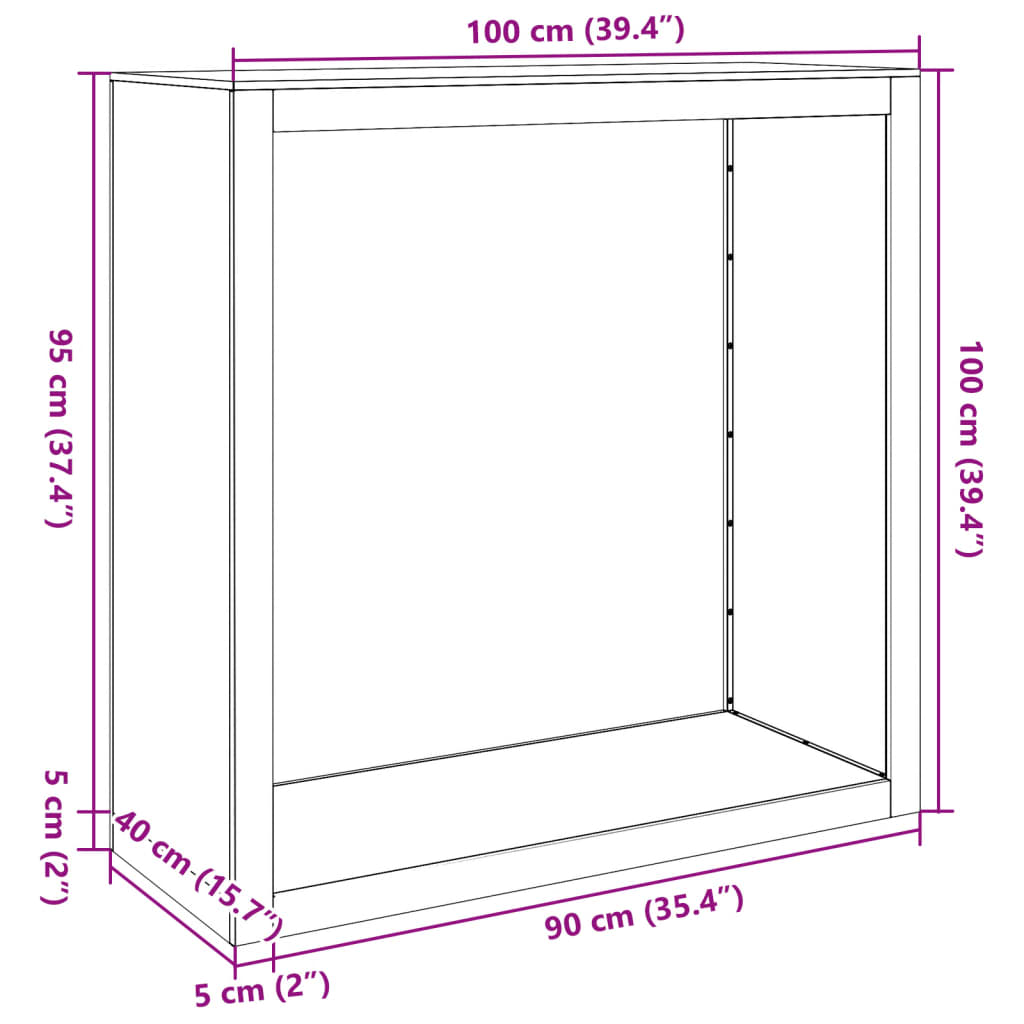 vidaXL Ραφιέρα Καυσόξυλων 100x40x100 εκ. από Ανοξείδωτο ατσάλι