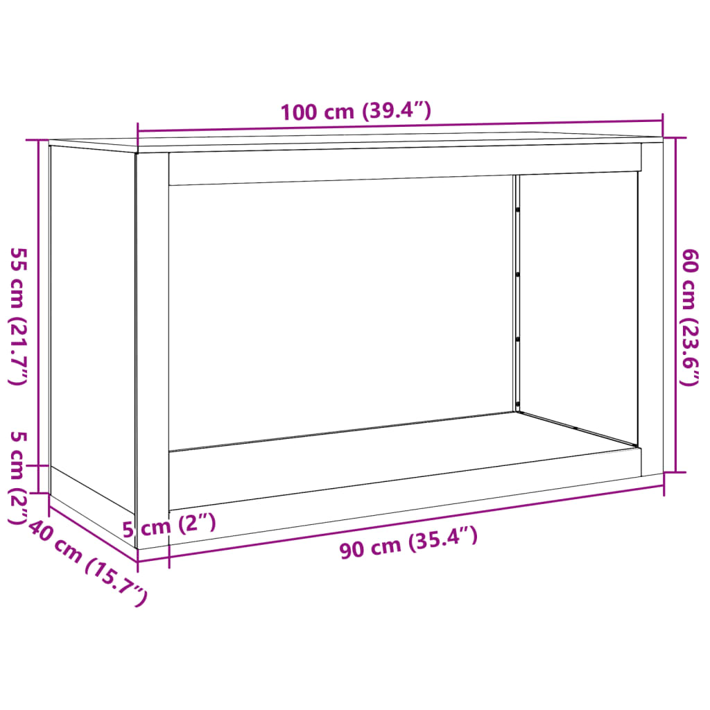 vidaXL Ράφι Καυσόξυλων Μαύρο 100x40x60 εκ. Ατσάλινο