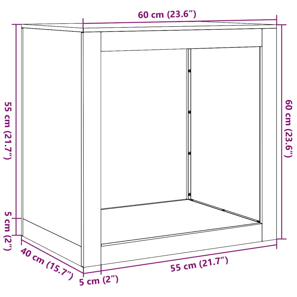 vidaXL Ράφι Καυσόξυλων 60x40x60 εκ. Γαλβανιζέ Ατσάλι