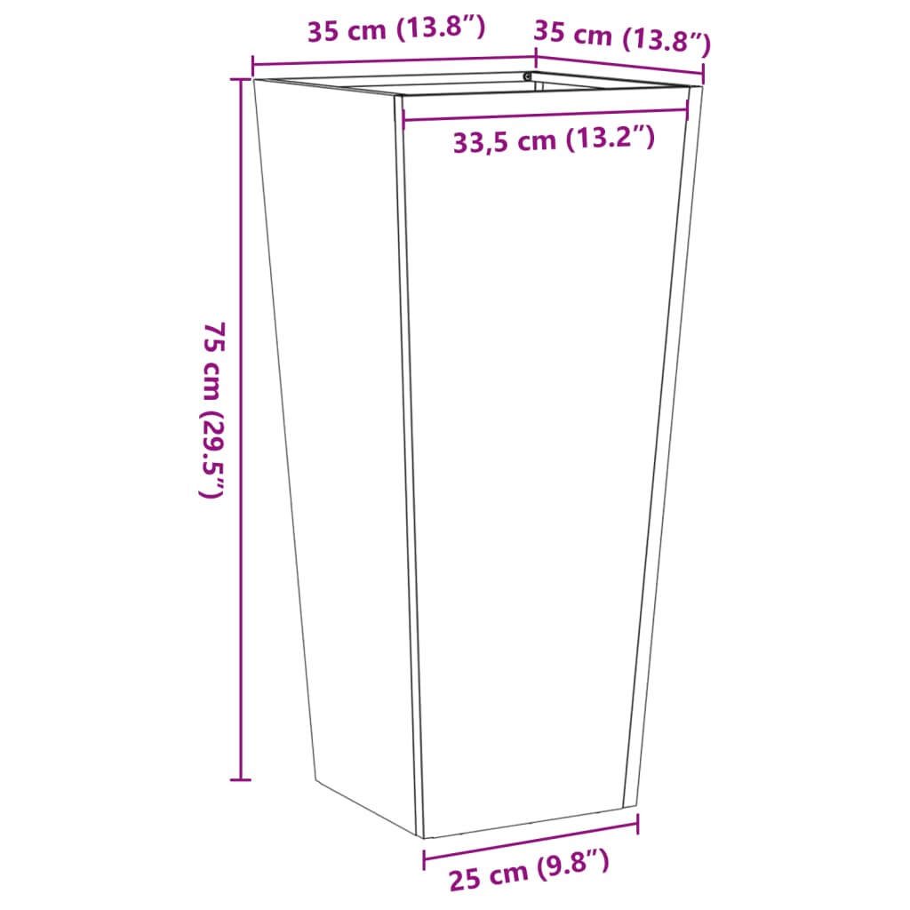 vidaXL Ζαρντινιέρα Κήπου Λαδί 35x35x75 εκ. από Ατσάλι