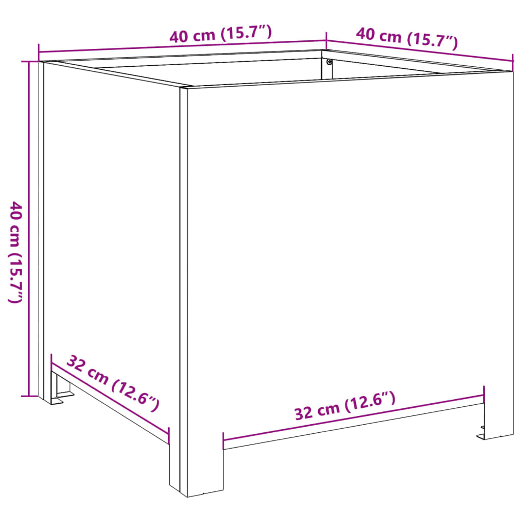 vidaXL Ζαρντινιέρα Μαύρη 40 x 40 x 40 εκ. από Ατσάλι