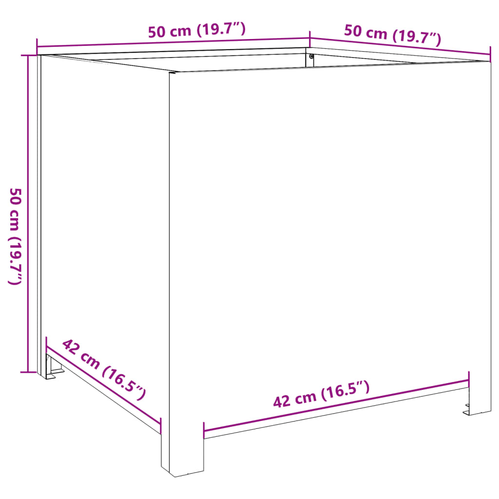 vidaXL Ζαρντινιέρα Κήπου 50x50x50 εκ. από Ανοξείδωτο Ατσάλι