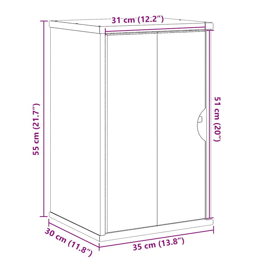 vidaXL Ντουλάπι Μπάνιου Επιτοίχιο OTTA 35x30x55 εκ. Μασίφ Ξύλο Πεύκου