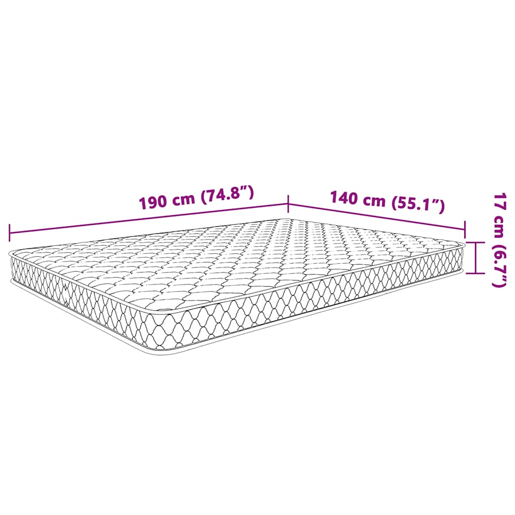 vidaXL Στρώμα με Αφρό Μνήμης Λευκό 140x190x17 εκ. μαλακό