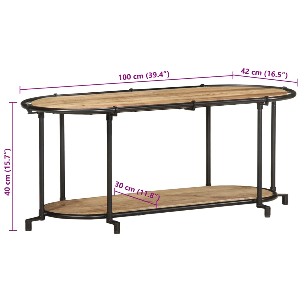 vidaXL Έπιπλο Τηλεόρασης 100x42x40 εκ. Μασίφ Ακατέργ. Ξύλο Μάνγκο
