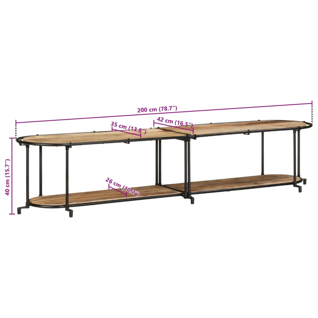 vidaXL Έπιπλο Τηλεόρασης 200x42x40 εκ. Μασίφ Ακατέργ. Ξύλο Μάνγκο