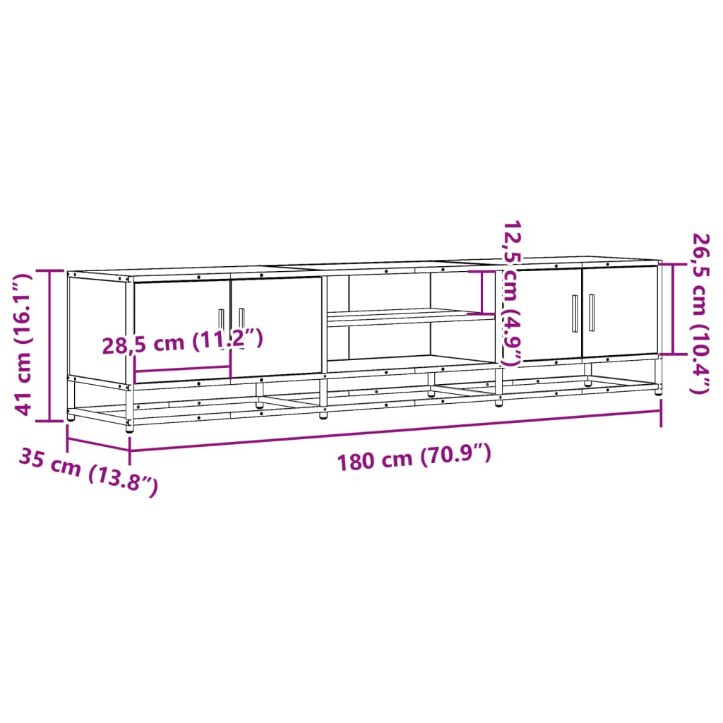 vidaXL Έπιπλο Τηλεόρασης Γκρι Sonoma 180x35x41 εκ. από Επεξεργ. Ξύλο