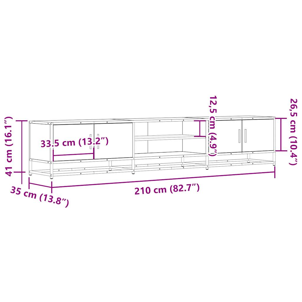 vidaXL Έπιπλο Τηλεόρασης Καπνιστή Δρυς 210x35x41 εκ. Επεξ. Ξύλο