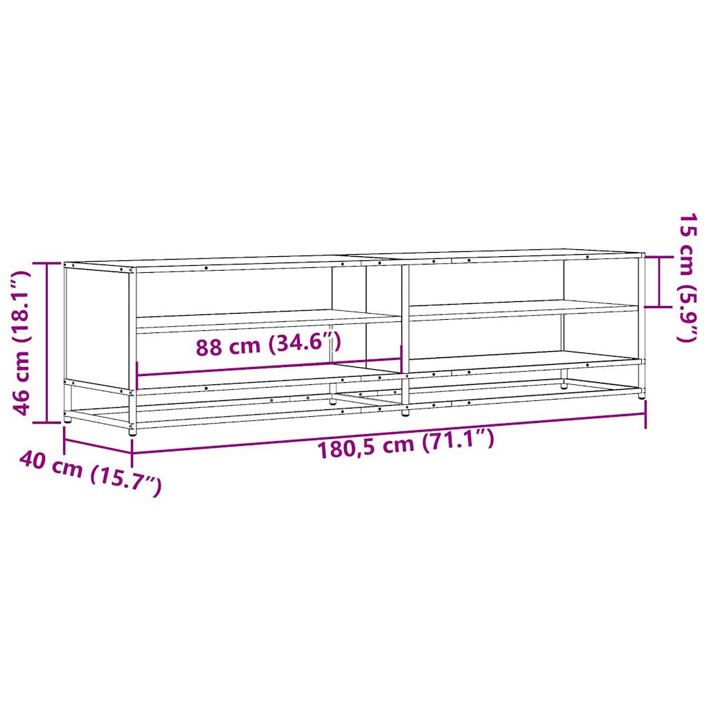 vidaXL Ντουλάπι τηλεόρασης Sonoma Oak 180,5x40x46 cm Ξύλινη κατασκευή