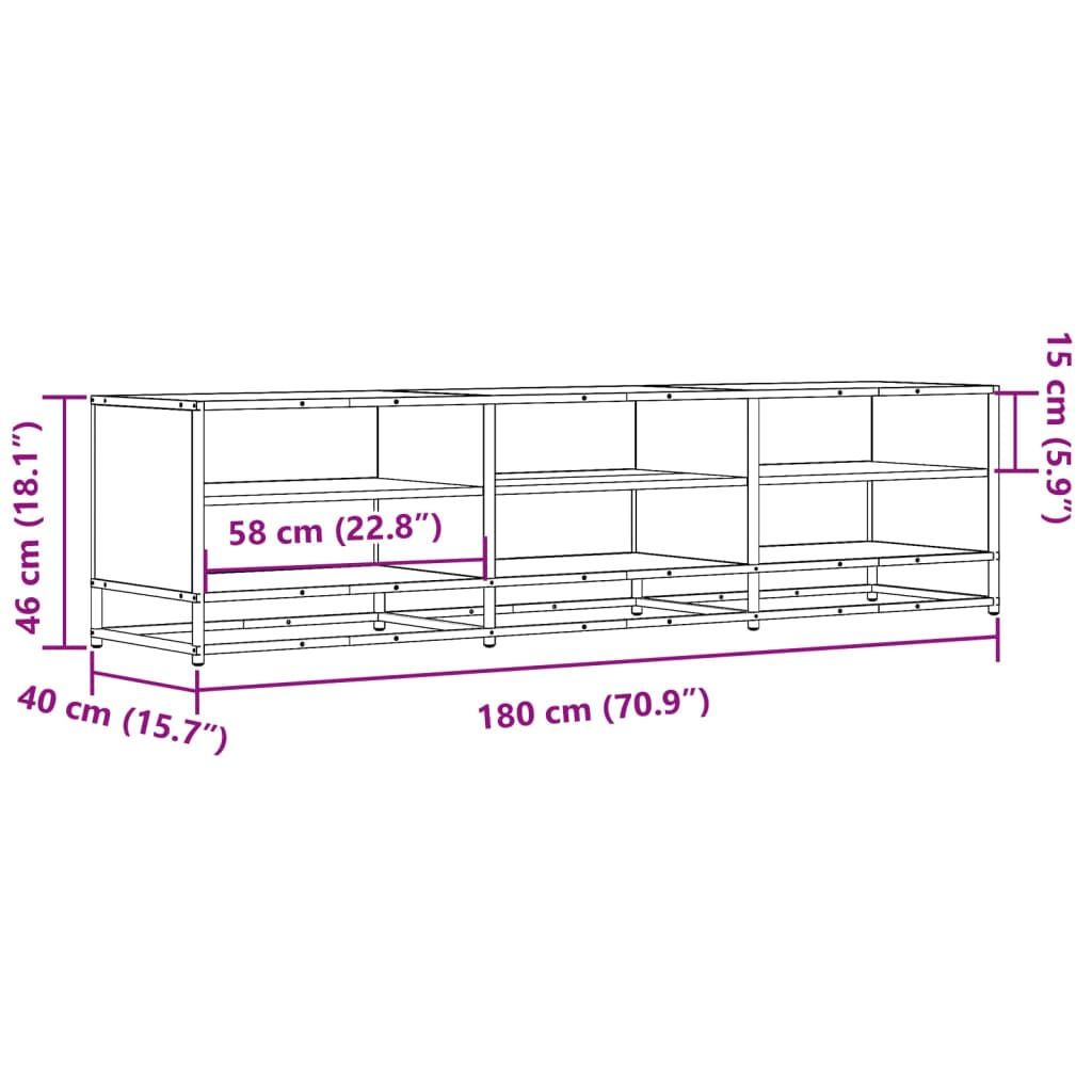 vidaXL Έπιπλο Τηλεόρασης Μαύρο 180x40x46 εκ. από Επεξεργασμένο Ξύλο