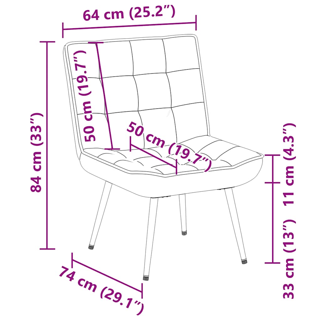 vidaXL Καρέκλα χαλάρωσης Κρέμα 64x74x84 cm Βελούδο
