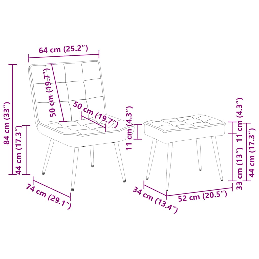 vidaXL Πολυθρόνα Relax Ανοιχτό Γκρι Βελούδινη με Σκαμπό