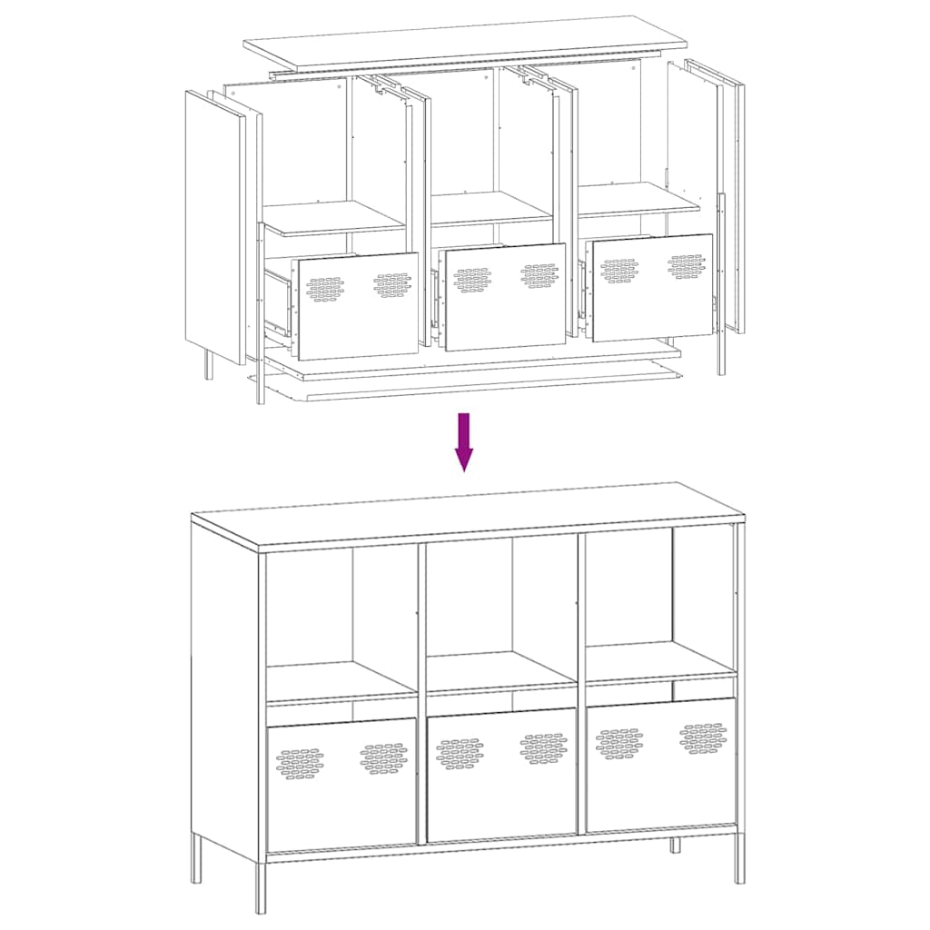 vidaXL Ντουλάπι Ροζ 101,5x39x73,5 εκ. από Χάλυβα Ψυχρής Έλασης