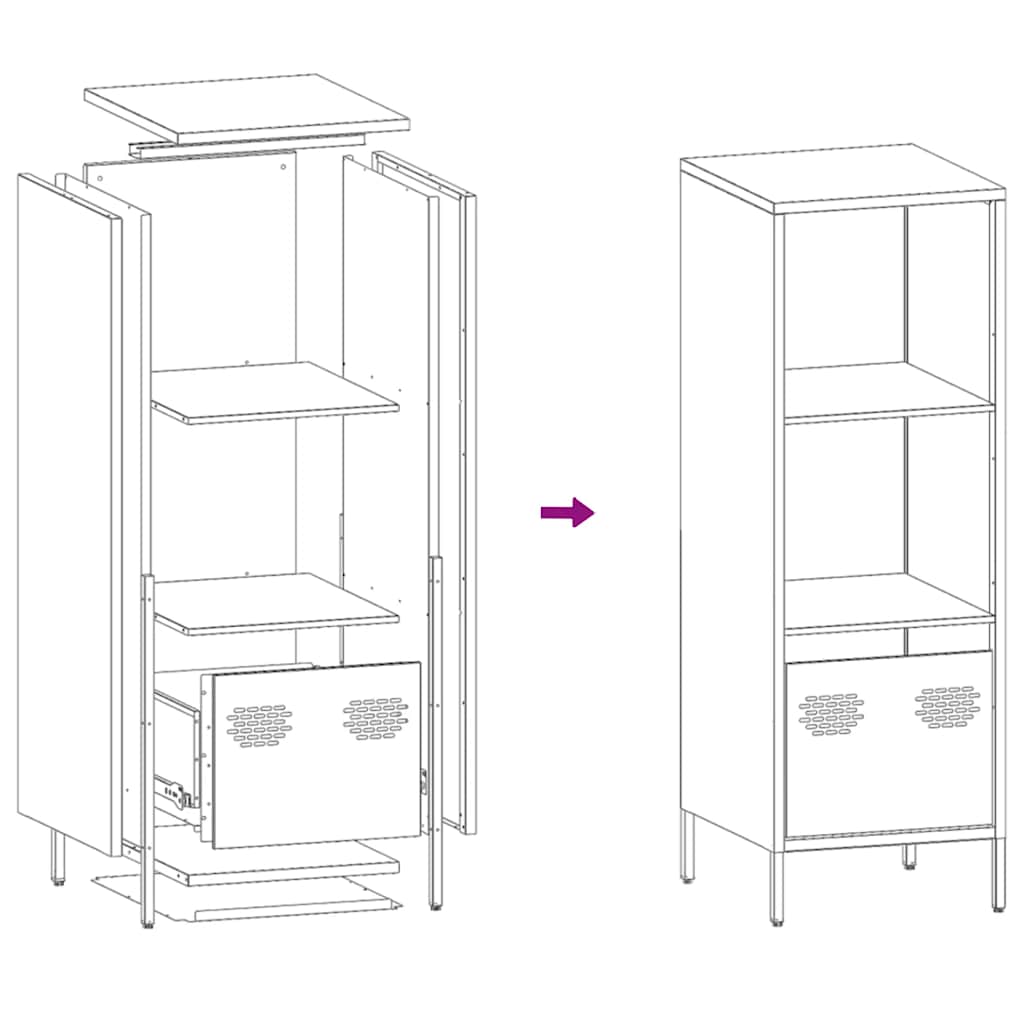 vidaXL Ντουλάπι Μαύρο 35x39x103,5 εκ. από Χάλυβα