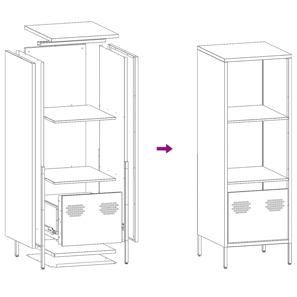 vidaXL Ντουλάπι Ροζ 35x39x103,5 εκ. από Χάλυβα