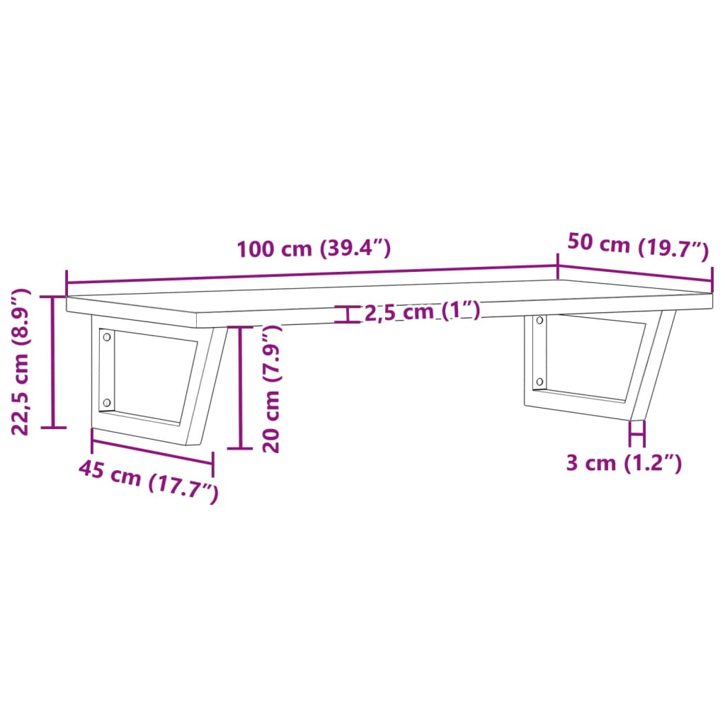 vidaXL Ράφι Νιπτήρα Τοίχου από Ατσάλι / Μασίφ Ξύλο Οξιάς
