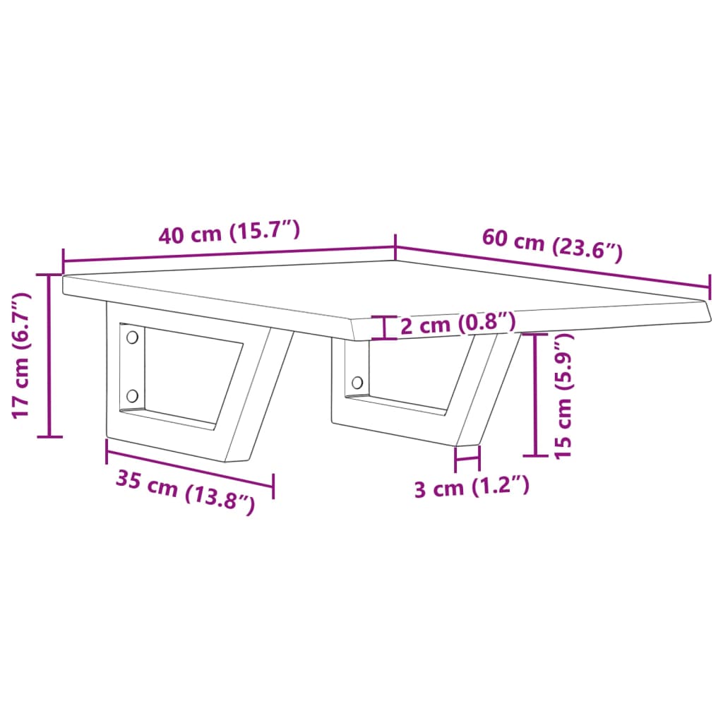 vidaXL Ράφι Νιπτήρα Τοίχου από Ατσάλι / Μασίφ Ξύλο Δρυός