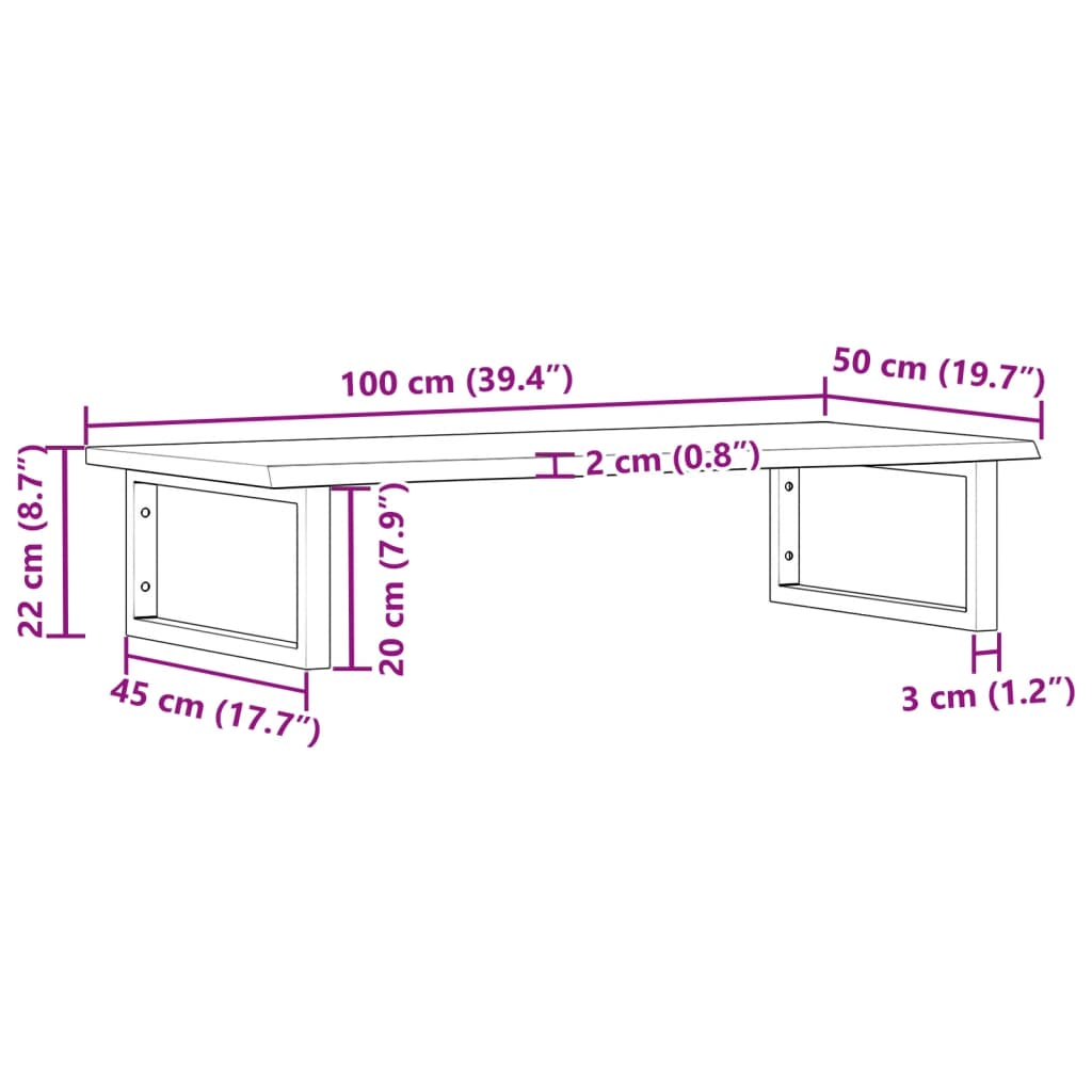vidaXL Ράφι Νιπτήρα Τοίχου από Ατσάλι / Μασίφ Ξύλο Δρυός