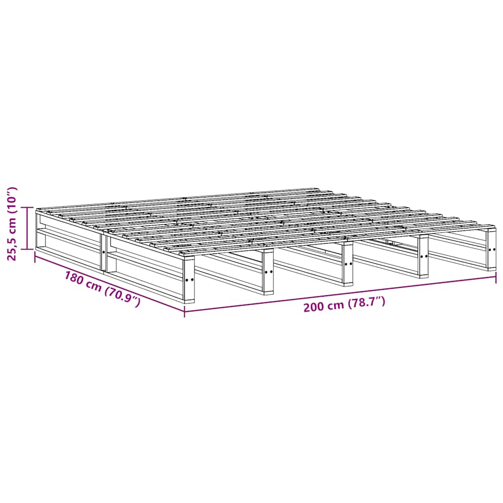 vidaXL Σκελετός Κρεβ. Χωρίς Στρώμα Καφέ Κεριού 180x200 εκ Μασίφ Πεύκο